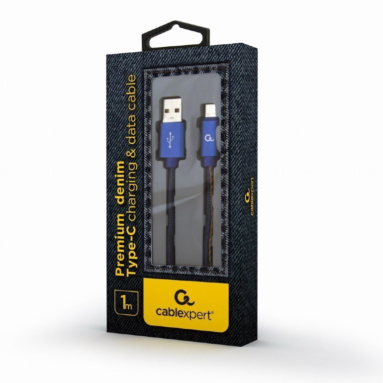 Gembird Premium jeans (denim) USB 2.0 USB-C male - USB-A 1m (CC-USB2J-AMCM-1M-BL) - Image 5