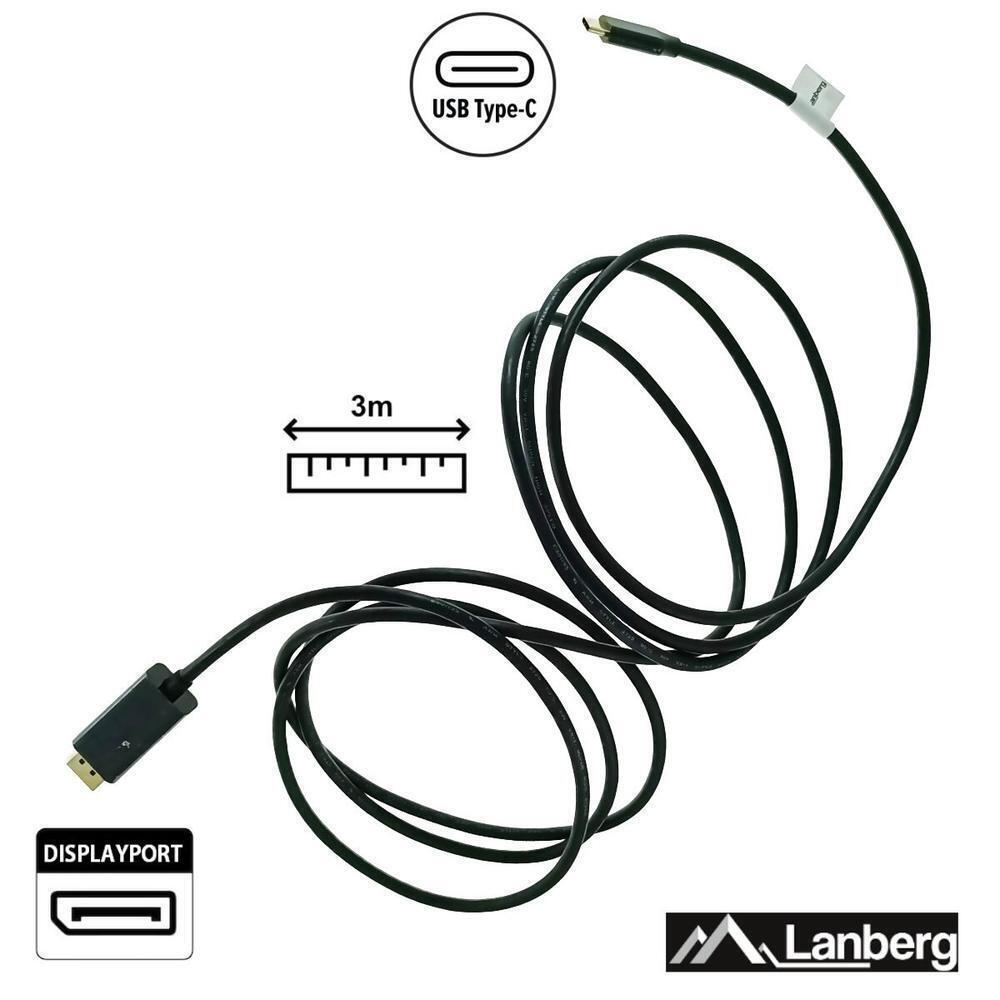 Lanberg USB 3.2 Cable USB-C male - DisplayPort Μαύρο 3m (CA-CMDP-10CU-0030-BK) - Image 8