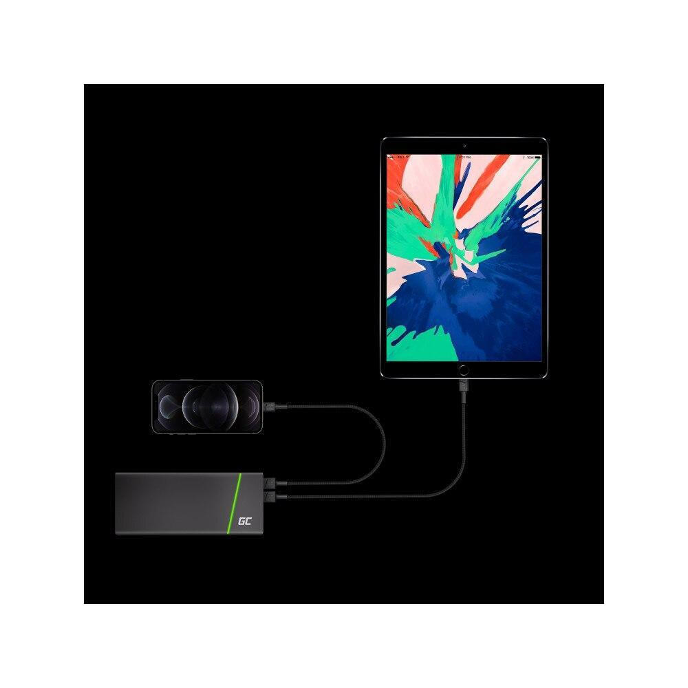 Green Cell Braided USB to Lightning Cable Μαύρο 2m (KABGC18) - Image 5