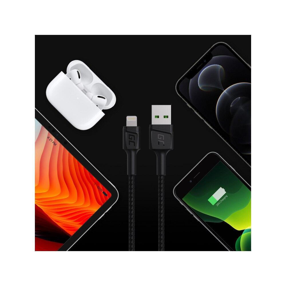 Green Cell Braided USB to Lightning Cable Μαύρο 2m (KABGC18) - Image 7