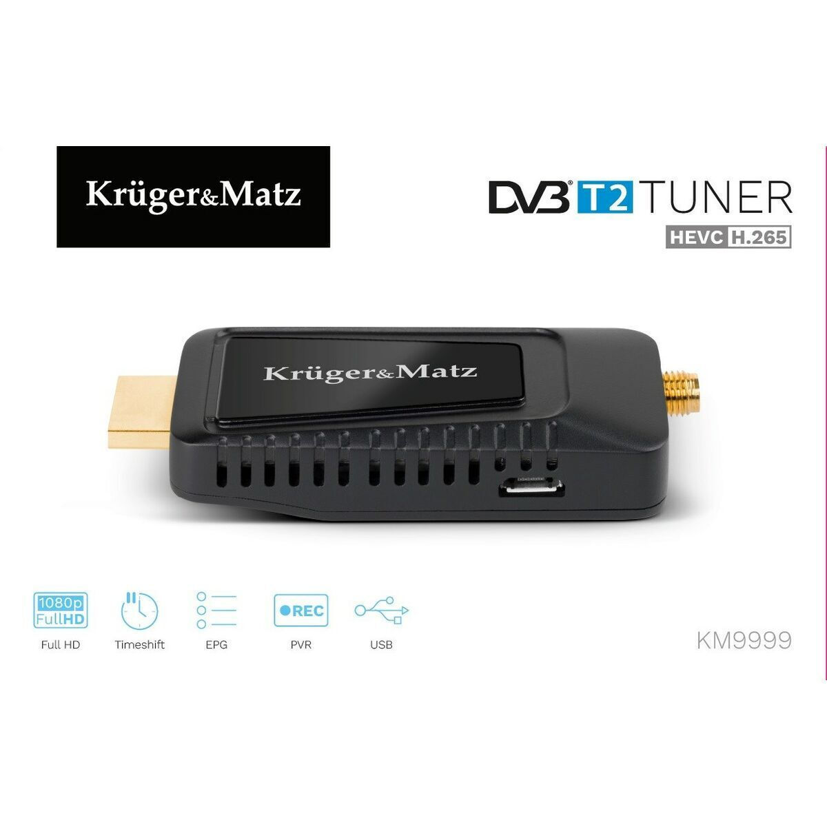Kruger & Matz Mini Tuner DVB-T2 H.265 Ψηφιακός Δέκτης Mpeg-4 Full HD (1080p) Σύνδεσεις HDMI / USB - Image 7