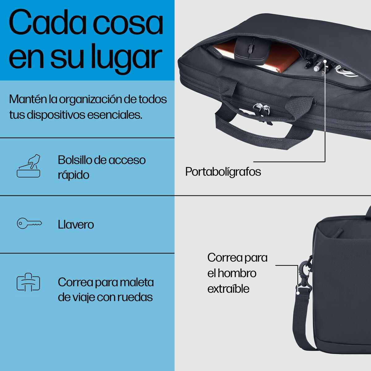 HP Everyday 14inch Laptop Briefcase Τσάντα για Laptop 14.1" σε Γκρι χρώμα - Image 2