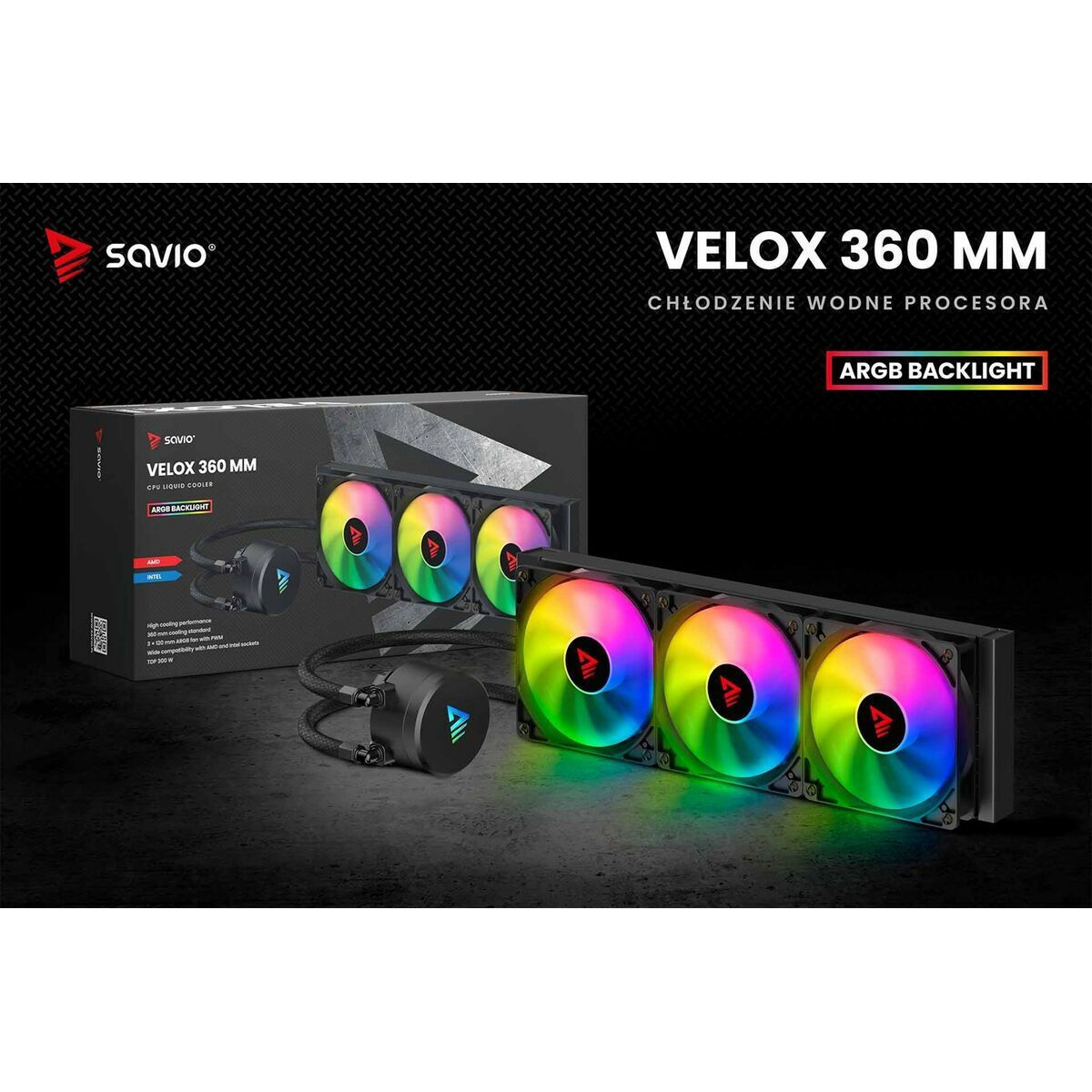 Savio VeloX 360mm Υδρόψυξη Επεξεργαστή Τριπλού Ανεμιστήρα 120mm για Socket AM4/AM5/1700/1200/115x με ARGB Φωτισμό - Image 5