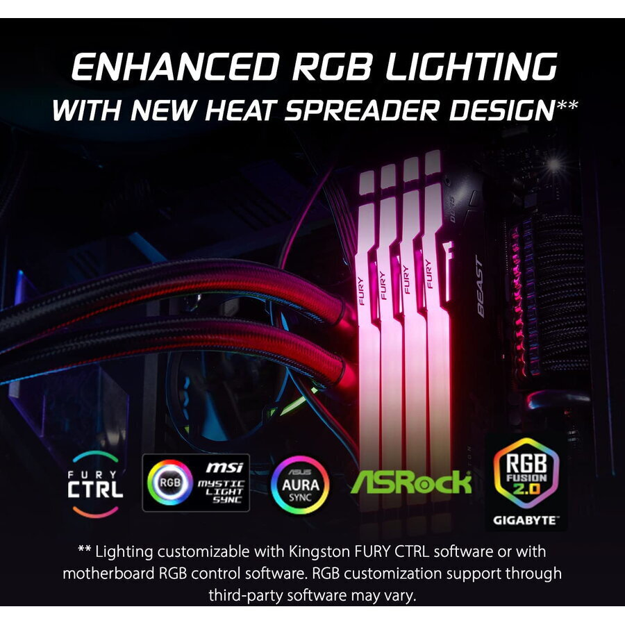Kingston Fury Beast RGB DDR5 64GB RAM με 2x32GB Modules και Ταχύτητα 5600 για Desktop KF556C40BBAK2-64 - Image 9