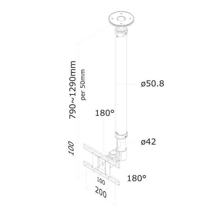 Newstar FPMA-C100WHITE Βάση Τηλεόρασης Οροφής με Βραχίονα έως 30" και 12kg - Image 4