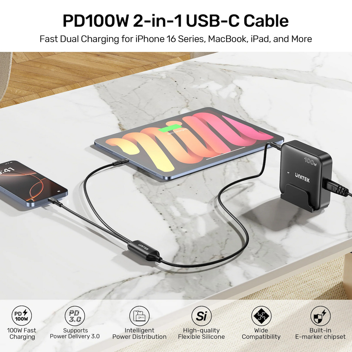 USB 2.0 Cable USB-C male - USB-C 100W 3m - Image 3
