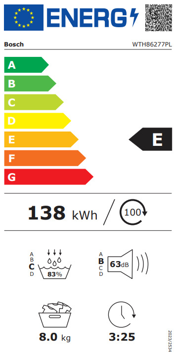 Bosch 7kg A+ με Αντλία Θερμότητας WTH86277PL - Image 3