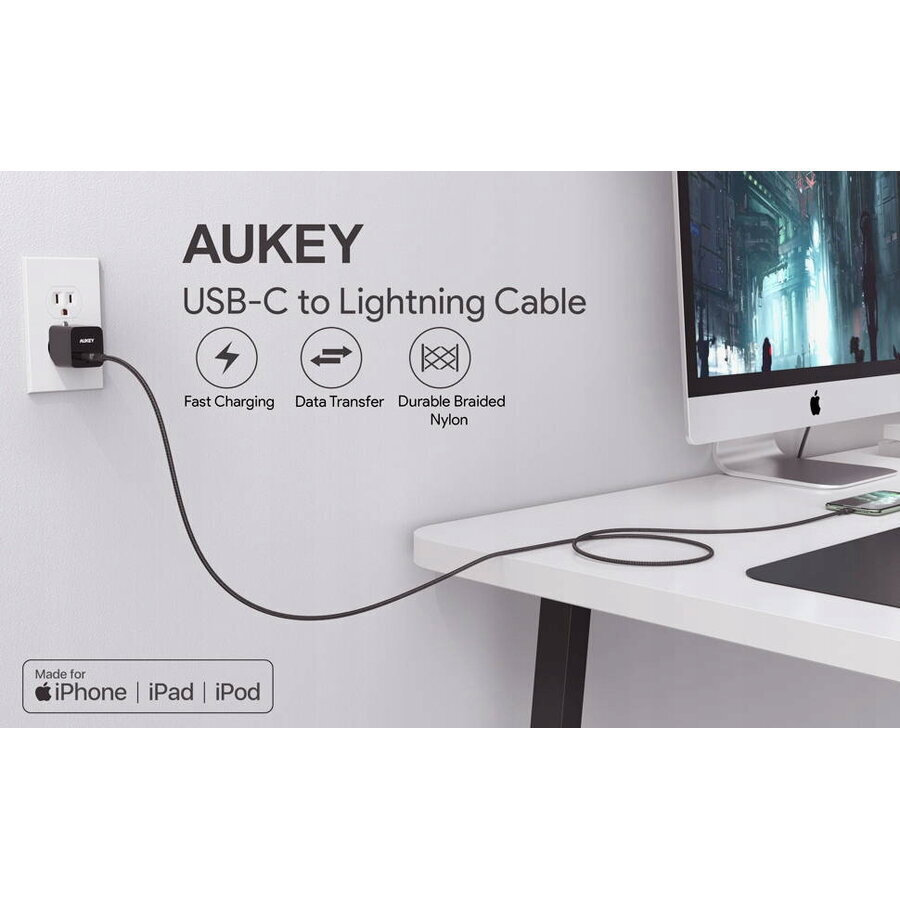 Aukey CB-CL02 USB-C to Lightning 2m (KBAAUKUSB0062) - Image 5