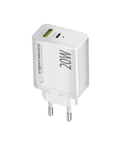 Alternative view of Esperanza Φορτιστής Χωρίς Καλώδιο με Θύρα USB-A και Θύρα USB-C 20W Power Delivery / Quick Charge 3.0 Λευκός (EZC105W)