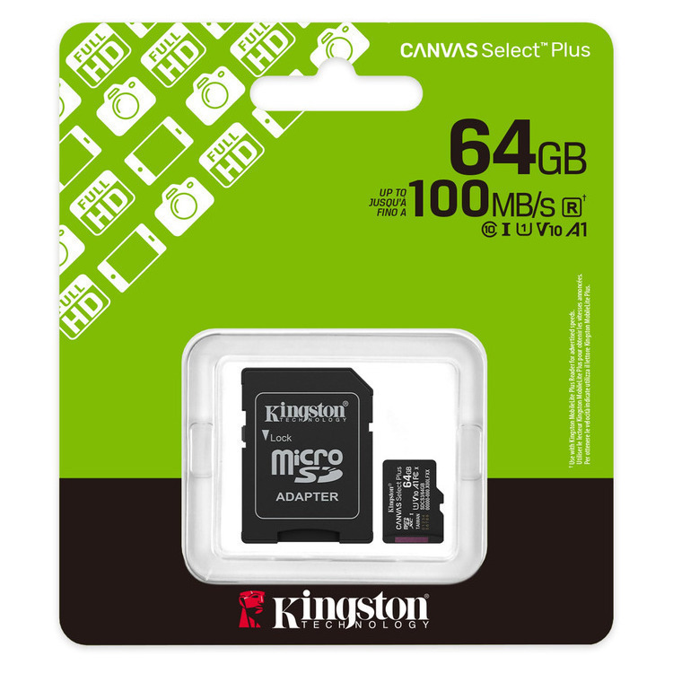 Kingston Canvas Select Plus microSDHC 64GB Class 10 U1 V10 A1 UHS-I με αντάπτορα - Image 2