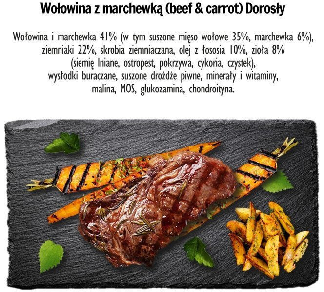 Paka Zwierzaka 1.5kg Ξηρά Τροφή χωρίς Σιτηρά & Γλουτένη για Ενήλικους Σκύλους Μεσαίων & Μεγαλόσωμων Φυλών με Βοδινό, Καλαμπόκι, Σολομό, Κρέας και Πατάτες - Image 2