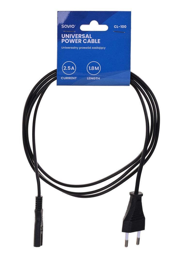 Savio Euro - IEC C7 Cable 1.8m Μαύρο (CL-100) - Image 3