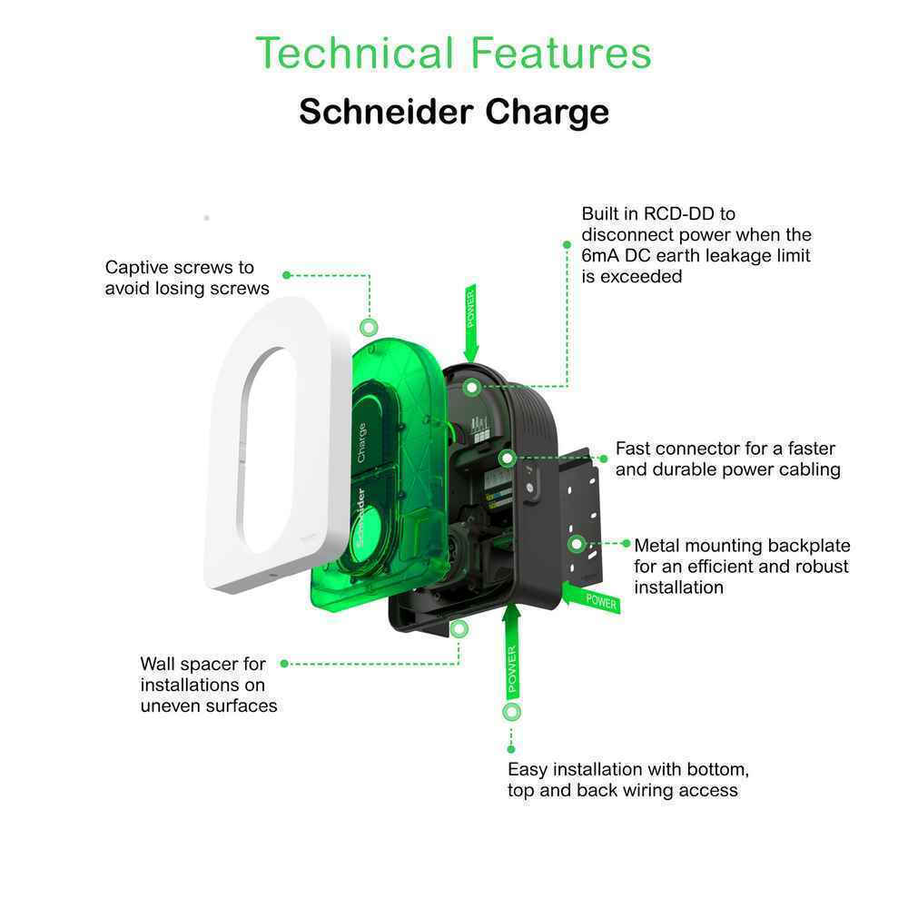 Schneider Electric Επιτοίχιος Τριφασικός Σταθμός Φόρτισης 22kW Type 2 (EVH5A22N2S) - Image 3