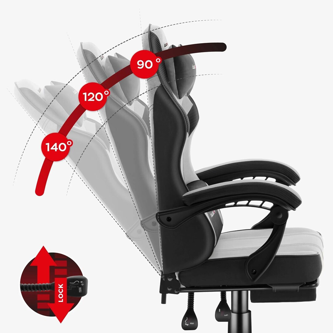 Huzaro Force 3.7 Υφασμάτινη Καρέκλα Gaming με Ρυθμιζόμενα Μπράτσα Γκρι - Image 3