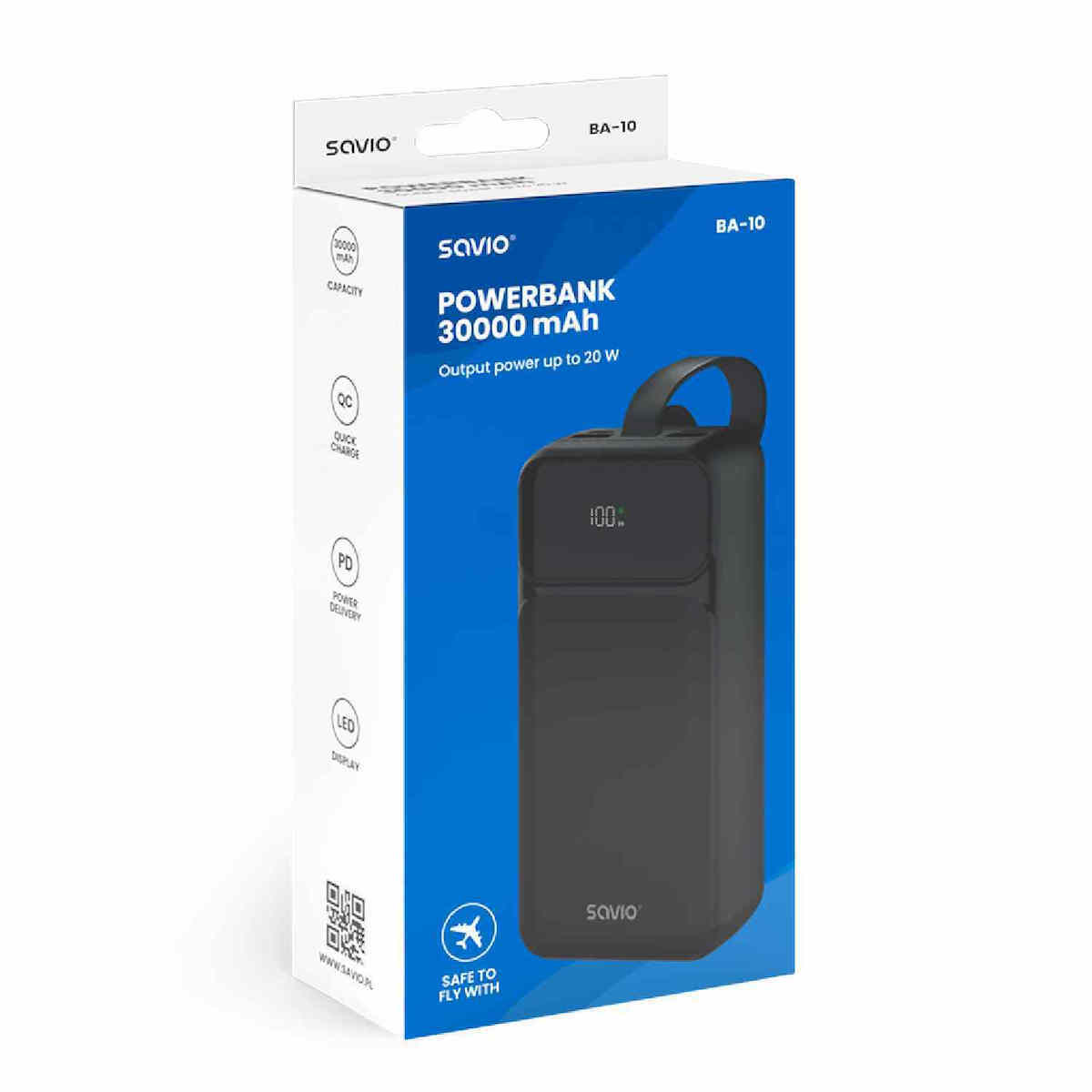 Savio BA-10 30000mAh Μαύρο - Image 4