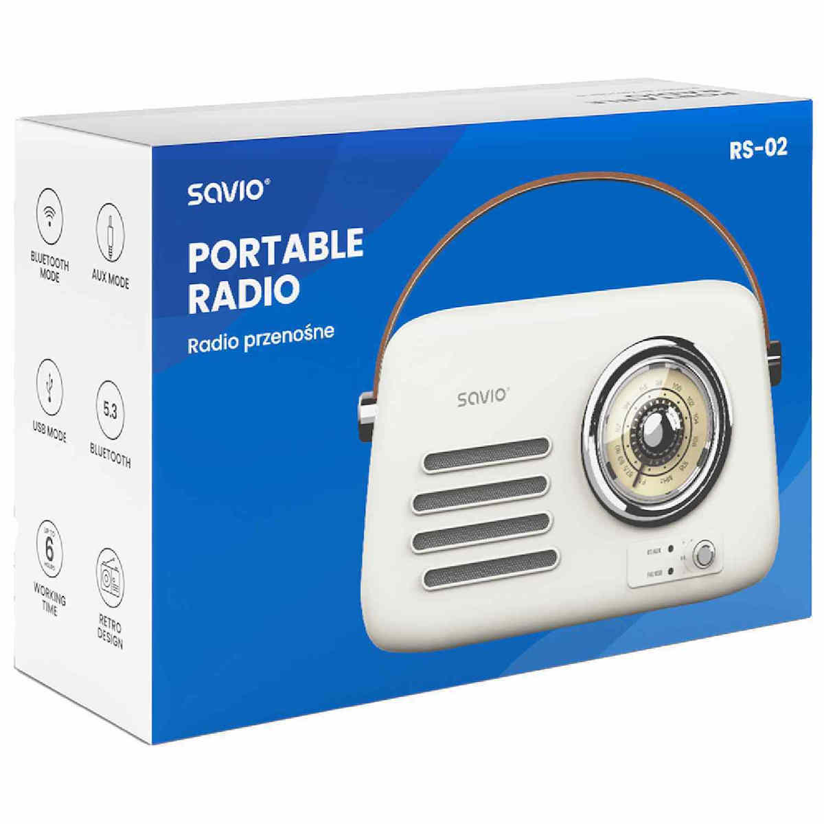 Savio RS-02 Φορητό Ραδιόφωνο με Bluetooth Λευκό - Image 5
