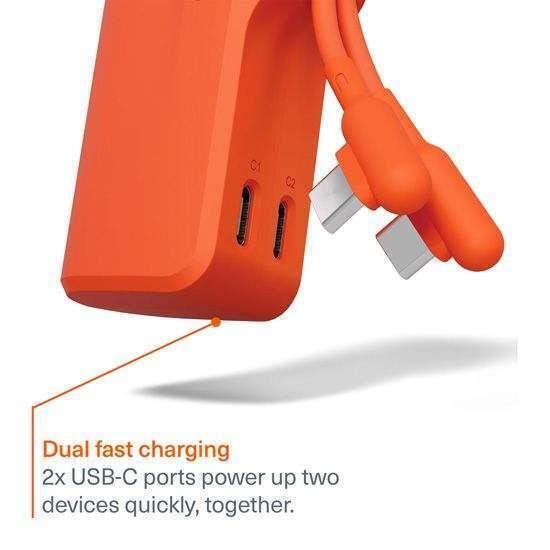 Cygnett Thumboost Power Bank 5000mAh 15W με 2 Θύρες USB-C Power Delivery Πορτοκαλί - Image 2