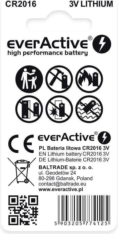 everActive Μπαταρίες Λιθίου Ρολογιών CR2016 2τμχ - Image 2