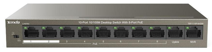 Tenda TEF1110P-8-63W Unmanaged L2 PoE+