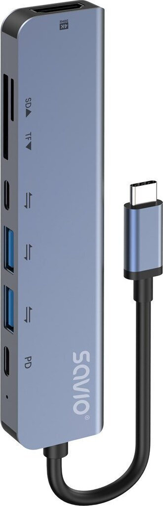 Savio USB 3.1 Hub 7 Θυρών με σύνδεση USB-C & Θύρα Φόρτισης - Image 2