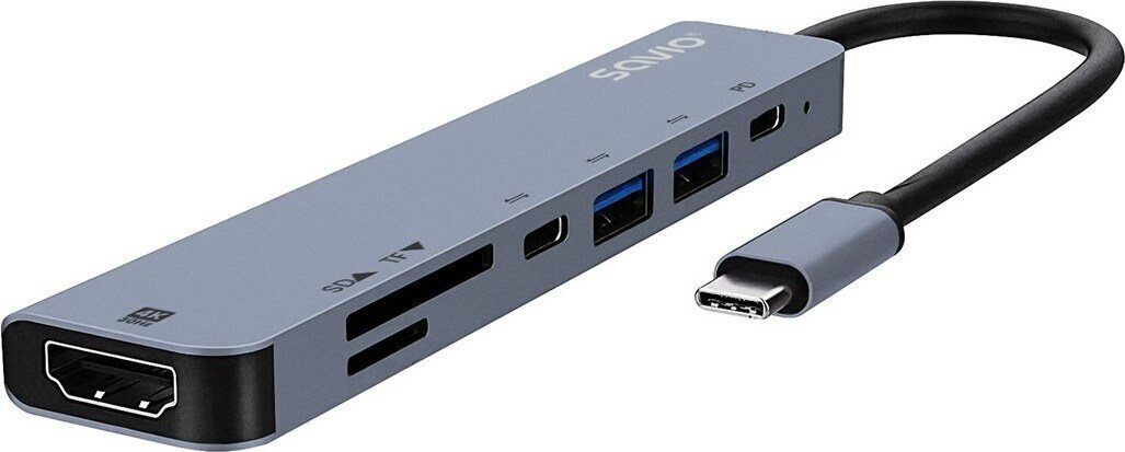 Savio USB 3.1 Hub 7 Θυρών με σύνδεση USB-C & Θύρα Φόρτισης - Image 3