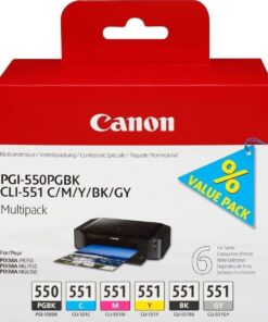 Canon PGI-550/CLI-551 Γνήσιο Πακέτο 6 Μελανιών Εκτυπωτή InkJet Γκρι / Κίτρινο / Κυανό / Ματζέντα / Μαύρο (6496B005)
