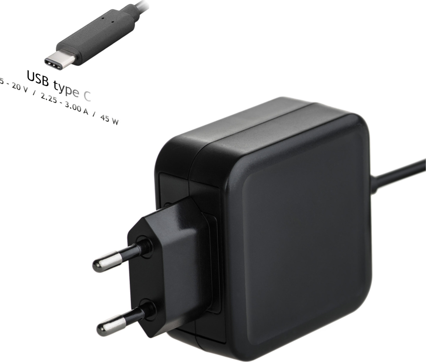 Akyga USB-C Universal Φορτιστής Laptop 45W 20V 3A με Αντάπτορα Τροφοδοσίας