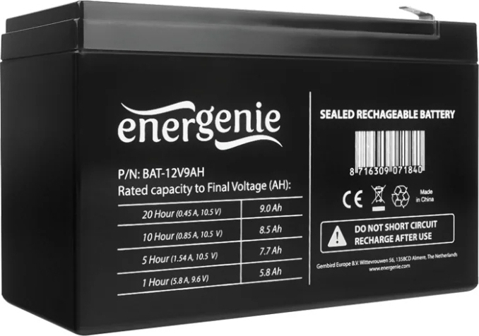 Energenie με Χωρητικότητα 9Ah και Τάση 12V BAT-12V9AH 1τμχ