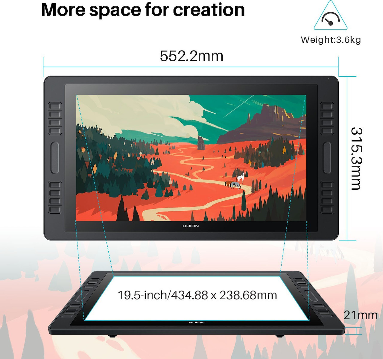 Huion Kamvas Pro 20 Γραφίδα Σχεδίασης με Όθονη FHD 19.5" - Image 6
