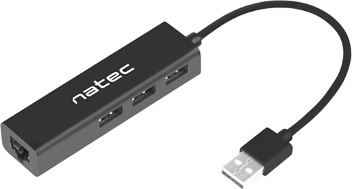 Natec Dragonfly USB 2.0 Hub 3 Θυρών με σύνδεση USB-A / Ethernet