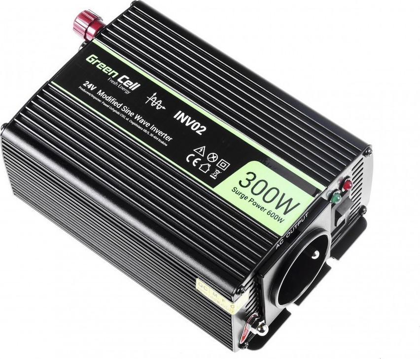 Green Cell Car Power Inverter Αυτοκινήτου Τροποποιημένου Ημιτόνου 600W για Μετατροπή 24V DC σε 230V AC με 1xUSB