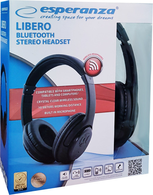 Esperanza EH163 Libero Ασύρματα Bluetooth On Ear Ακουστικά με 4 ώρες Λειτουργίας Μαύρα - Image 6