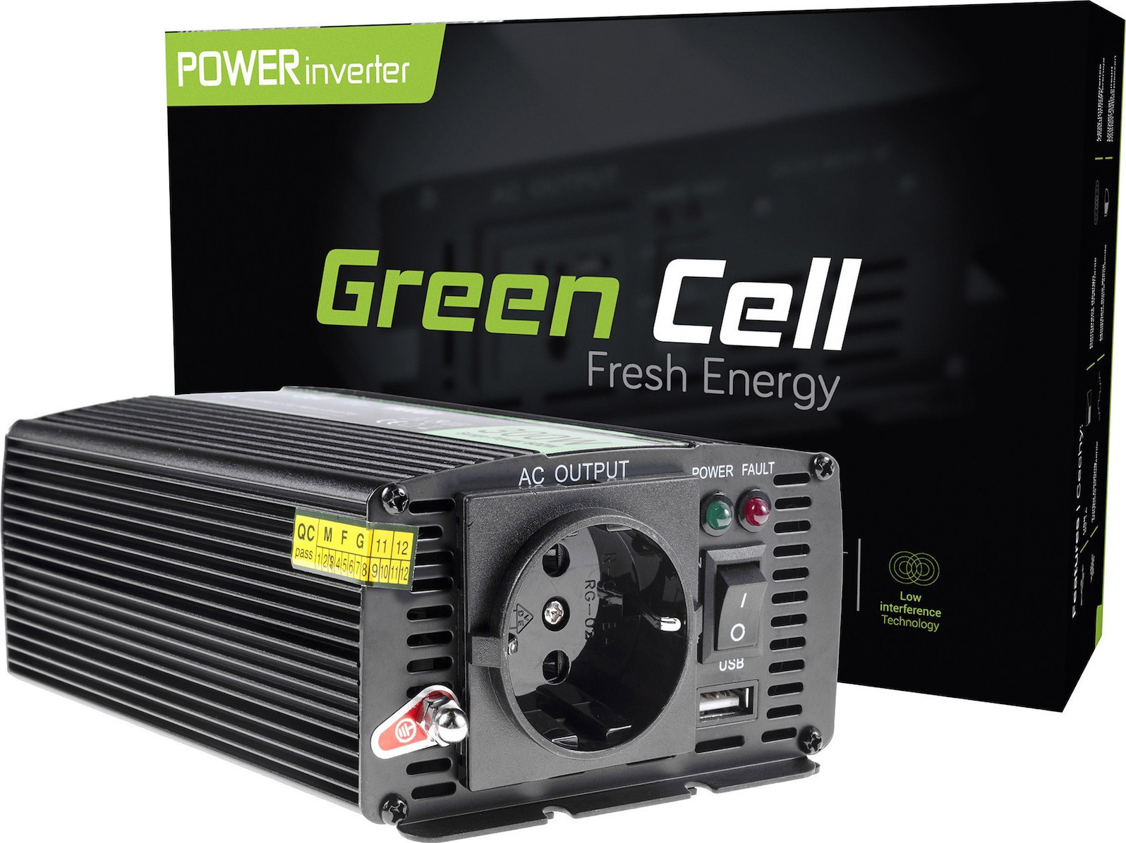 Green Cell Inverter Αυτοκινήτου Τροποποιημένου Ημιτόνου 300W για Μετατροπή 12V DC σε 230V AC με 1xUSB INV01DE