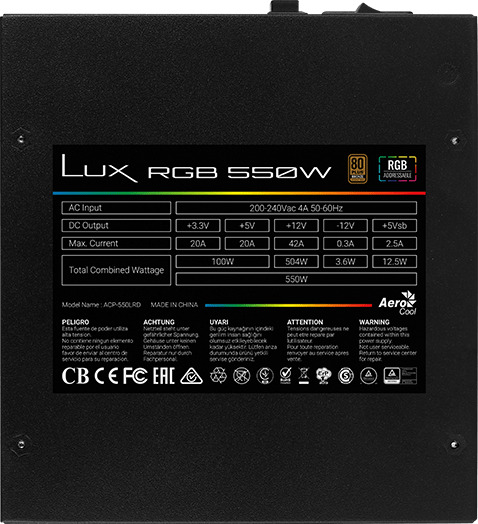 Aerocool LUX RGB Full Wired 80 Plus Bronze - Image 2