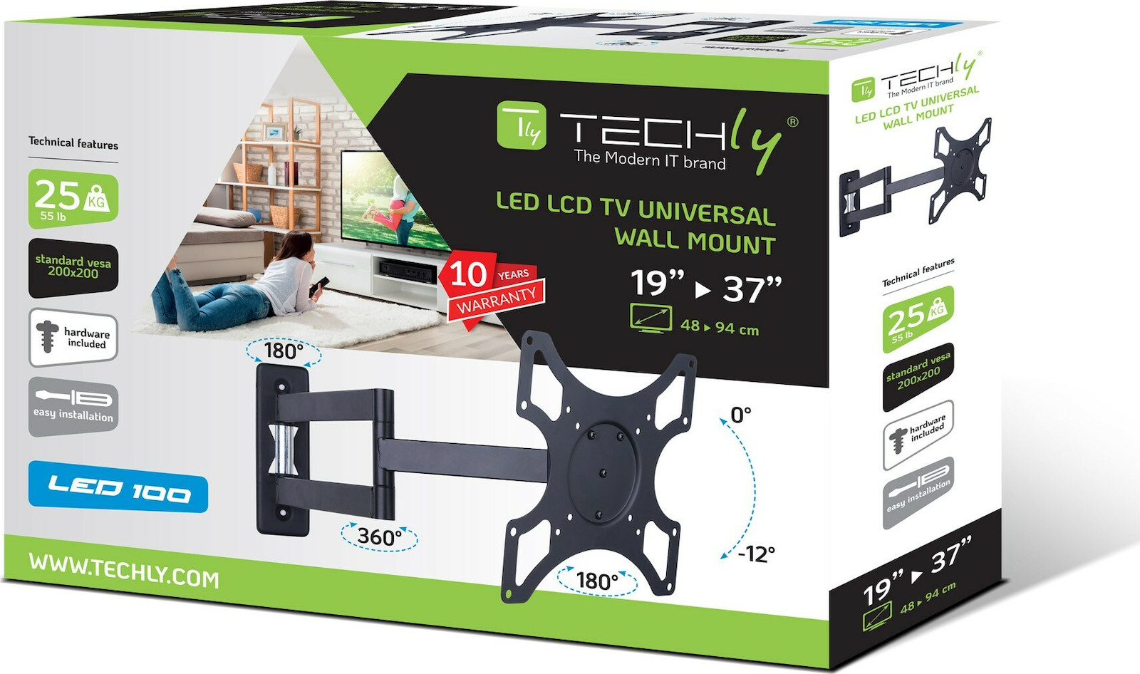 Techly ICA-LCD 2903 Επιτοίχια έως 37" και 25kg Black - Image 5