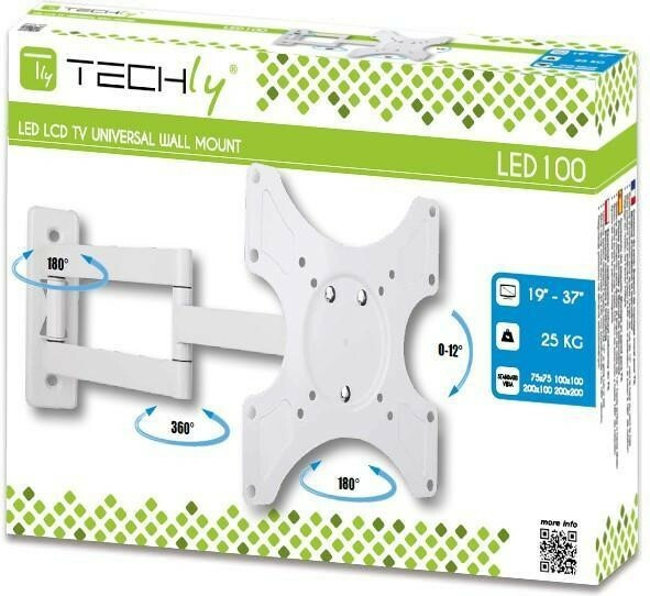 Techly ICA-LCD 2903WH Βάση Τηλεόρασης Τοίχου με Βραχίονα έως 37" και 25kg White - Image 5