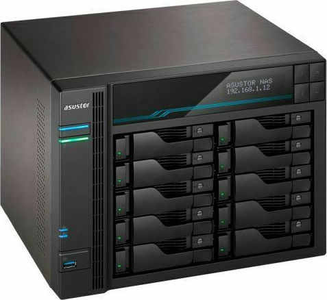 Asustor Lockerstor 10 (AS6510T) NAS Tower με 10 θέσεις για HDD/M.2/SSD και 2 θύρες Ethernet