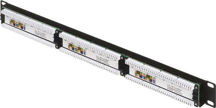 A-LAN Patch Panel για Rack 1U 19" 24 Θυρών cat5e Μαύρο