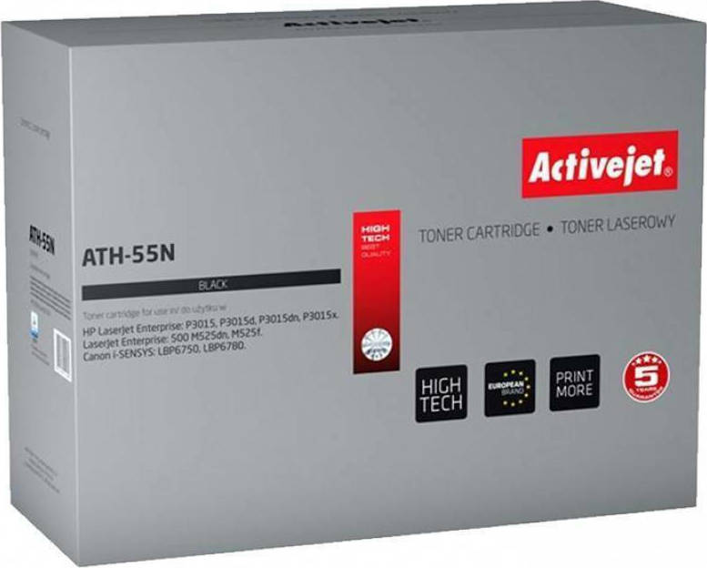 Active Jet Συμβατό Toner για Laser Εκτυπωτή HP 55A CE255A 6000 Σελίδων Μαύρο