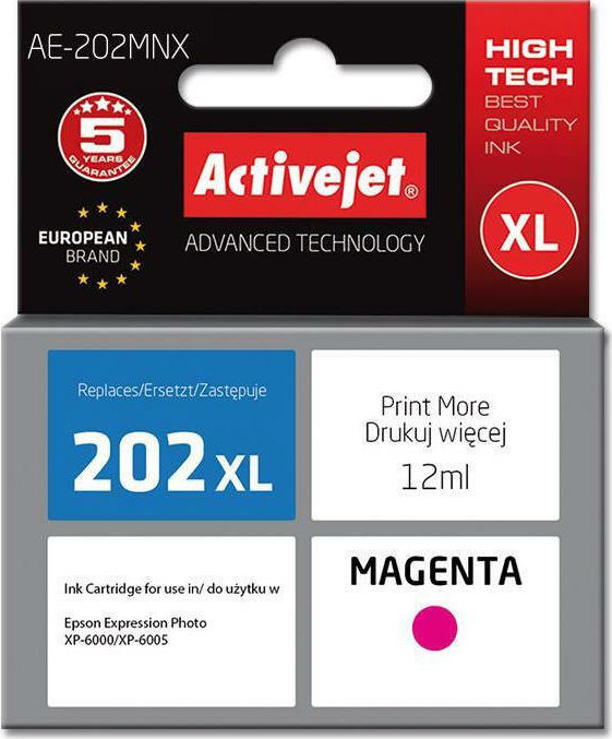 Active Jet Συμβατό Μελάνι Εκτυπωτή InkJet Epson 202XL H34010 12ml Ματζέντα
