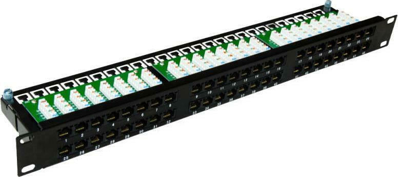 A-LAN Patch Panel για Rack 1U 19" 48 Θυρών cat5e Μαύρο - Image 2