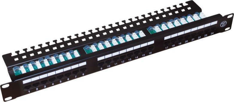 A-LAN Patch Panel για Rack 1U 19" 24 Θυρών cat5e Μαύρο PK013