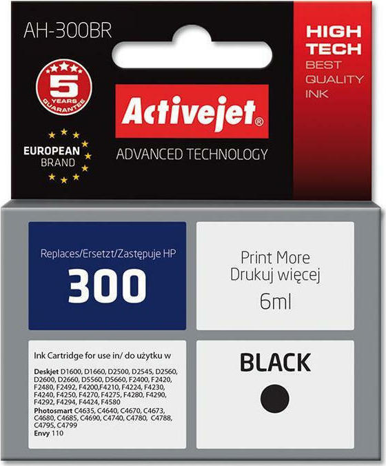 Active Jet Συμβατό Μελάνι Εκτυπωτή InkJet HP 300 CC640EE 6ml Μαύρο