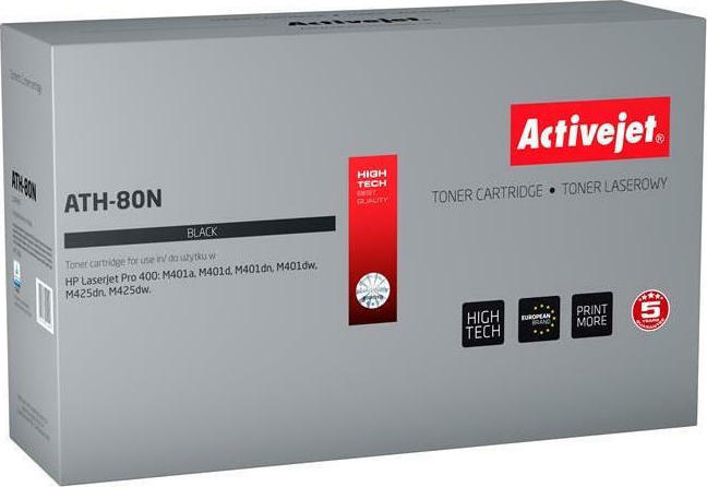 Active Jet Συμβατό Toner για Laser Εκτυπωτή HP 80A CF280A 3500 Σελίδων Μαύρο