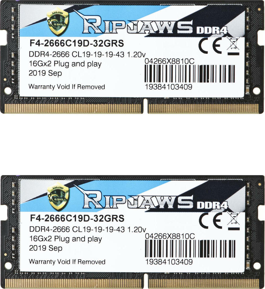 G.Skill Ripjaws DDR4 32GB RAM με 2x16GB Modules και Ταχύτητα 2666 για Laptop F4-2666C19D-32GRS - Image 6