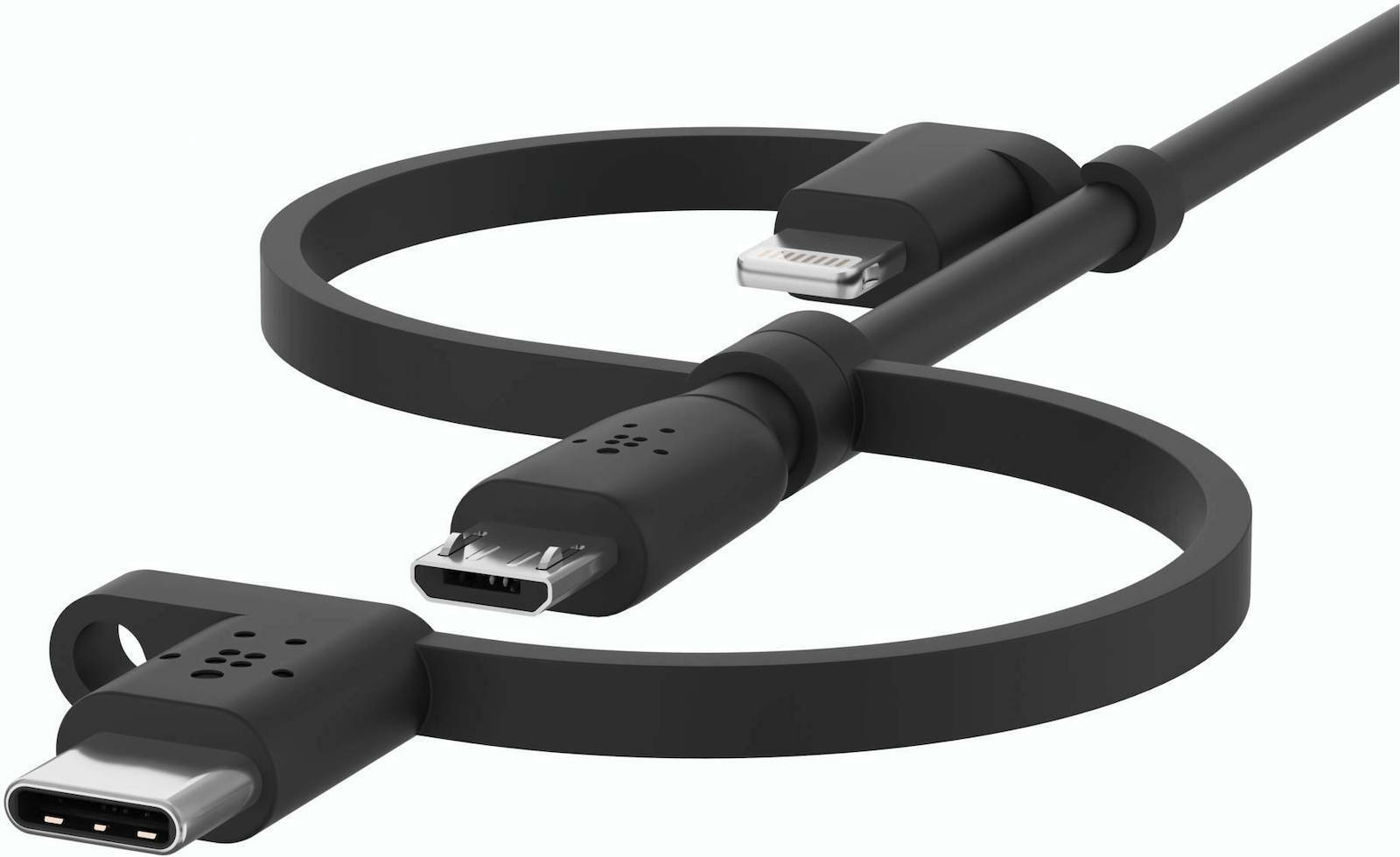 Belkin Regular USB to Lightning / Type-C / micro USB Cable Μαύρο 1m (CAC001BT1MBK) - Image 2