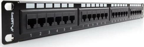 Lanberg Patch Panel Unshielded για Rack 1U 19" 24 Θυρών cat6 Μαύρο