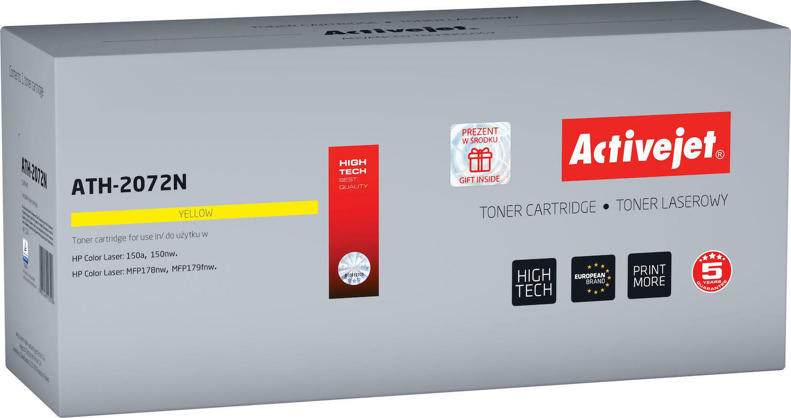 Active Jet Συμβατό Toner για Laser Εκτυπωτή HP 117A 2072A 700 Σελίδων Κίτρινο