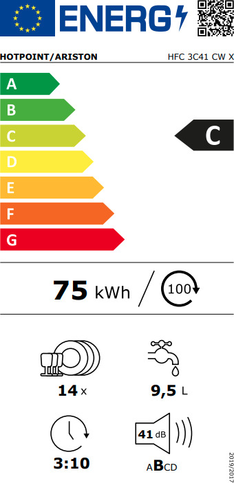 Hotpoint-Ariston Ελεύθερο για 14 Σερβίτσια Π60xY85εκ. HFC 3C41 CW X - Image 4