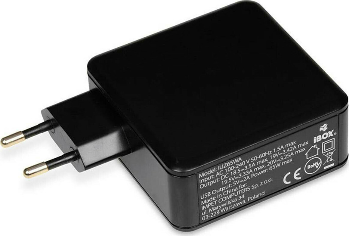 iBox Universal Φορτιστής Laptop 65W 2A με Αντάπτορα Τροφοδοσίας και με σετ βυσμάτων - Image 3